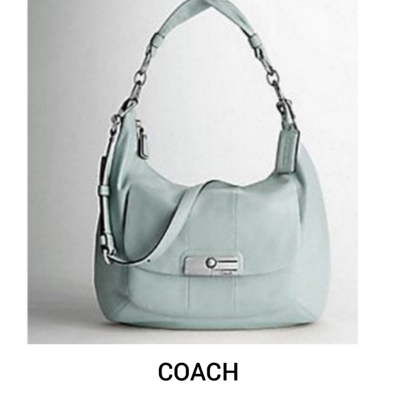 Coach Leather Kristin Hobo Bag Light Blue Shoulder Crossbody Purse 16787 - Picture 1 of 9